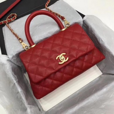 Luxury Replica Chanel Classic Top Handle Bag Red Cannage Pattern A92290 Gold JK5372vv50