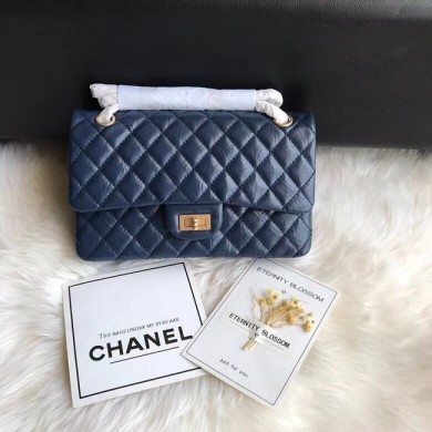 New Chanel Flap Original Cowhide Leather 30225 blue gold chain JK5114Uf80