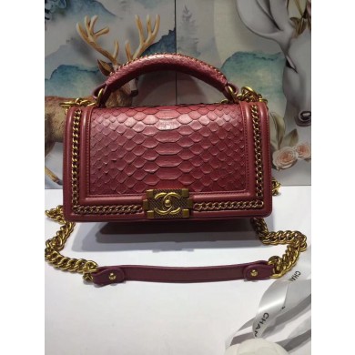 Replica Boy Chanel Flap Shoulder Bag original Snake leather 67086 red JK5314BB13