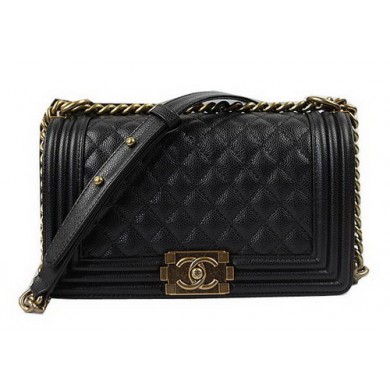 Replica Boy Chanel Flap Shoulder Bags Black Original Cannage Pattern A67025 Gold JK993it96