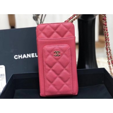 Replica Chanel Calfskin Chain Card packet & Gold-Tone Metal AP0990 pink JK1181HB48
