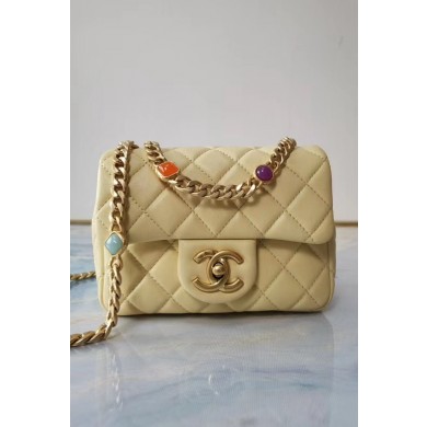 Replica Chanel flap bag Lambskin Resin & Gold-Tone Metal AS2379 Yellow JK3542HB48