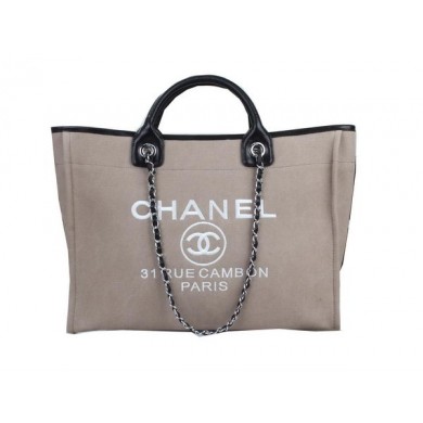 Replica Chanel Medium Canvas Tote Shopping Bag A02042 Khaki JK1055Ye83
