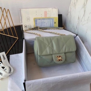 Replica Chanel small flap bag Calfskin & Gold-Tone Metal AS2232 Green JK3720zR45