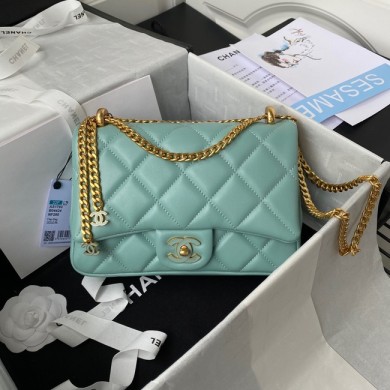 Replica Chanel SMALL Lambskin FLAP BAG AS1793 SKY BLUE JK2858Ac56