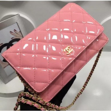 Replica Chanel WOC mini Flap Bag Patent Leather A33814P Pink JK154Ix66