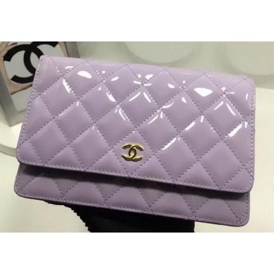 Replica Top Chanel WOC mini Flap Bag Patent Leather A33814P Lavender JK151ll80