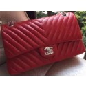 Chanel 2.55 Series Flap Bag Red Lambskin Chevron Leather A01112 Gold/Silver JK665oK58