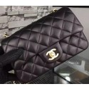 Chanel Classic mini Flap Bag Black Sheepskin Leather A67350 Gold JK635Oj66