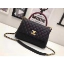 Chanel Classic Top Handle Bag Black Sheepskin Leather A92991 Silver JK11Wi77