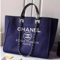 Chanel Large Canvas Tote Shopping Bag A5002 Blue JK306Jz48
