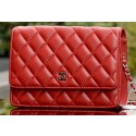 Chanel mini Flap Bag Red Sheepskin Leather A33814 Silver JK736fJ40