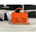Chanel Snake skin mini flap bag with top handle AS2431 orange JK2387nS91