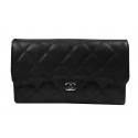Chanel Tri-Fold Wallet Black Original Cannage Pattern A31506 Silver JK1494vX95