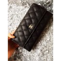 Chanel Tri-Fold Wallet Cannage Pattern Leather A48656 Black JK1473rh54