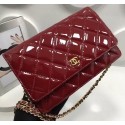 Chanel WOC mini Flap Bag Patent Leather A33814P Burgundy JK150VI95