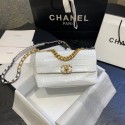 Fake CHANEL 19 Flap Bag Crocodile Leather AS1160 white JK4113QF99