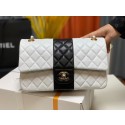Fake Chanel CLASSIC HANDBAG Lambskin & Gold Metal A01112 White & Black JK2885xR88