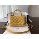 Fake Chanel coco mini flap bag with top handle AS2215 yellow JK3615xR88
