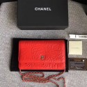Fake Chanel WOC Red Camellia Leather mini Flap Bag A33814 Silver JK5711eZ32
