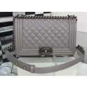 Imitation Boy Chanel Flap Shoulder Bag Cannage Pattern A67086 Grey JK51EY79