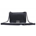 Imitation Boy Chanel Flap Shoulder Bag Sheepskin Leather A6026 Black JK1028SU58