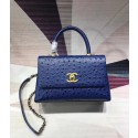 Imitation Chanel flap bag with top handle B93737 blue JK4725Tm92