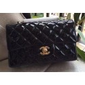 Imitation Chanel mini Classic Flap Bag Black Original Patent A1116 Gold JK179Xr29