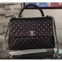 Imitation Chanel Shoulder Tote Bag Original Calfskin Leather A7777 Black JK346QN34