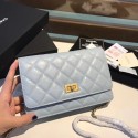 Imitation Cheap Chanel Calfskin & Gold-Tone Metal S33814 light blue JK4515fV17