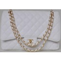 Imitation Cheap Chanel Maxi Quilted Classic Flap Bag White Cannage Patterns A58601 Gold JK694fV17