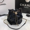 Knockoff CHANEL Calfskin small drawstring bag & gold-Tone Metal AS1613 black JK4033tU76