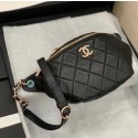 Knockoff Chanel Original Leather Belt Bag C5398 Black JK3311eF76