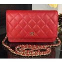 Knockoff Chanel WOC mini Flap Bag Red Sheepskin A5373 Gold JK90vf92