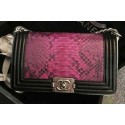 Replica Chanel Boy Flap Shoulder Bag Rose Python Leather A66095 Silver JK605UD97