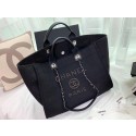 Replica Chanel Canvas Tote Shopping Bag A66941 black JK4144YP94