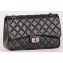 Replica Chanel Jumbo Classic Flap Bag Black Calfskin Leather A28668 Silver JK446aG44