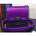Top Boy Chanel Flap Shoulder Bag Snake Leather A67085 Purple JK427eo14
