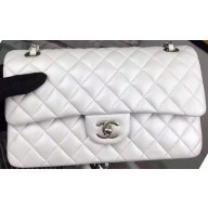 Copy Chanel 2.55 Series Flap Bag OffWhite Sheepskin Leather A06375 Silver JK653Zn71