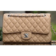 AAA 1:1 Chanel 2.55 Series Flap Bag Apricot Sheepskin Leather A1112 Silver JK713yF79