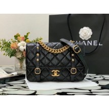 AAA 1:1 Chanel FLAP BAG Aged Calfskin & Gold-Tone Metal AS2696 Black JK3129vi59