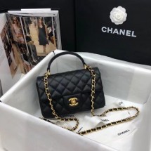 AAA 1:1 CHANEL mini flap bag with top handle AS2431 black JK3439yF79