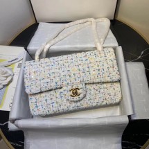 AAA CHANEL Tweed Calfskin -Tone & Gold-Tone Metal 1112 white JK4451zK34
