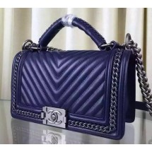 AAA Replica Boy Chanel Top Flap Bag Original Chevron Sheepskin A67088 Royal JK126Oy84