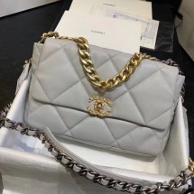 AAA Replica CHANEL 19 Flap Bag AS1160 AS1161 AS1162 Light Gray JK3947Oy84