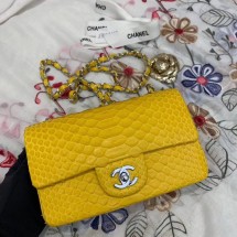 AAA Replica Chanel Mini Flap Bag Original Python & Gold-Tone Metal A69900 Yellow JK4795VB75