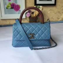 AAA Replica Chanel Tote Bag Skyblue Original Calfskin Leather 92990 Silver JK5890VB75