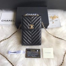 AAAAA Chanel Flap Original Mobile phone bag 55698 black JK5109Qa67