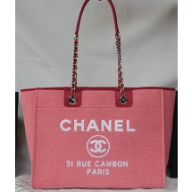 AAAAA Chanel Medium Canvas Tote Shopping Bag A67001 Pink JK504aM93