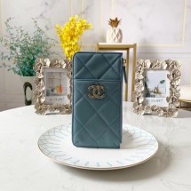 AAAAA Knockoff CHANEL 19 Mobile phone case Card Holder AP1182 sky blue JK1206Pg26